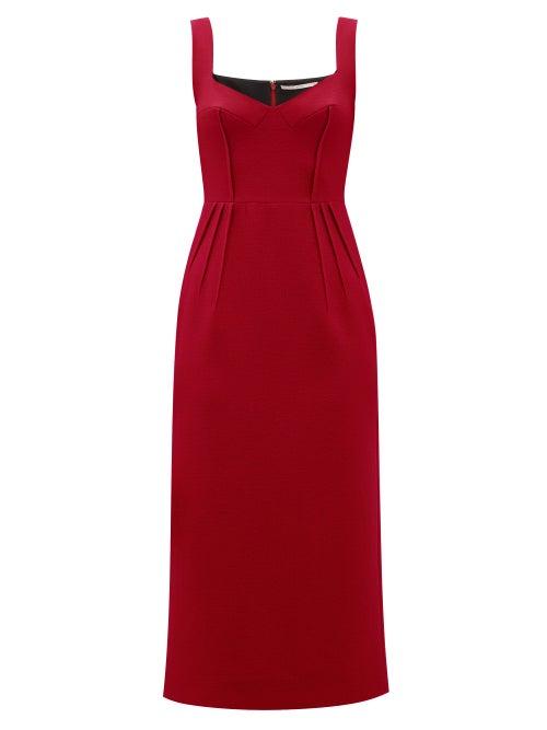 Matchesfashion.com Emilia Wickstead - Juditella Darted Wool Pencil Dress - Womens - Dark Red