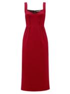 Matchesfashion.com Emilia Wickstead - Juditella Darted Wool Pencil Dress - Womens - Dark Red