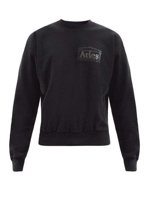 Mens Rtw Aries - Logo-print Cotton-jersey Sweatshirt - Mens - Black