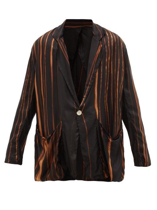 Matchesfashion.com Edward Cuming - X Pattern Chineso Bleached Washed-cupro Blazer - Mens - Black