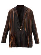 Matchesfashion.com Edward Cuming - X Pattern Chineso Bleached Washed-cupro Blazer - Mens - Black