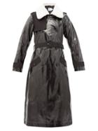 Matchesfashion.com Self-portrait - Double-breasted Belted Faux-leather Trench Coat - Womens - Black