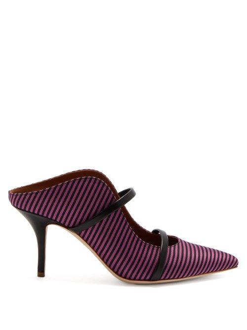 Matchesfashion.com Malone Souliers By Roy Luwolt - Maureen Stripe Jacquard Mules - Womens - Pink Stripe