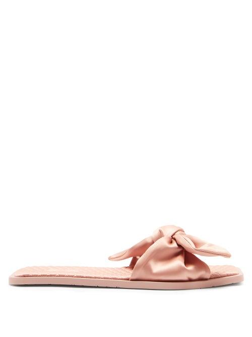 Matchesfashion.com Carlotha Ray - Arielle Knotted Square-toe Satin Slides - Womens - Pink