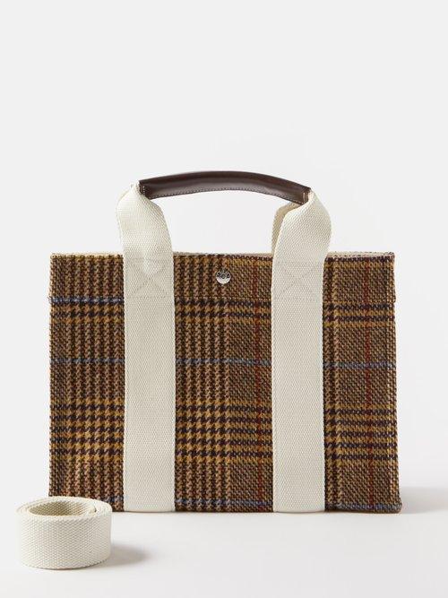 Rue De Verneuil - Tote Medium Prince-of-wales Checked-wool Bag - Womens - Beige Multi