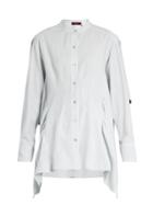 Matchesfashion.com Sies Marjan - Ruffled Cotton Seersucker Shirt - Womens - Light Blue