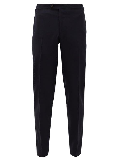 Matchesfashion.com Thom Sweeney - Tailored Front-pleated Fresco-wool Trousers - Mens - Dark Navy