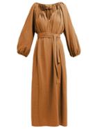Matchesfashion.com Loup Charmant - Organic Cotton Gauze Midi Dress - Womens - Brown