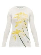 Matchesfashion.com Loewe - Floral-print Long-sleeved Cotton-jersey T-shirt - Womens - Yellow Print
