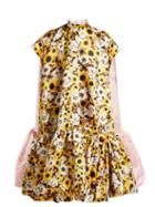 Matchesfashion.com Richard Quinn - Floral Print A Line Duchess Satin Dress - Womens - Yellow Print