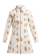 Matchesfashion.com M.i.h Jeans - Codie Floral Print Cotton Corduroy Dress - Womens - White Print