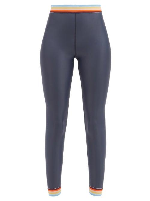 The Upside - Kyra Striped Cropped Leggings - Womens - Navy