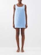 Frame - Scoop-neck Canvas Mini Dress - Womens - Light Blue