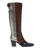Matchesfashion.com Ganni - Panelled Leather Western Boots - Womens - Brown Multi
