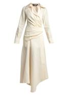 Matchesfashion.com Jacquemus - Sabah Ruched Linen Blend Midi Dress - Womens - Cream