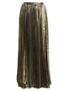 Matchesfashion.com Maria Lucia Hohan - Sada Pleated Silk Blend Maxi Skirt - Womens - Silver