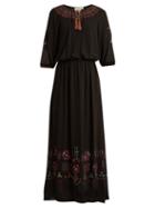 Matchesfashion.com The Great - The Promenade Embroidered Cotton Maxi Dress - Womens - Black Multi