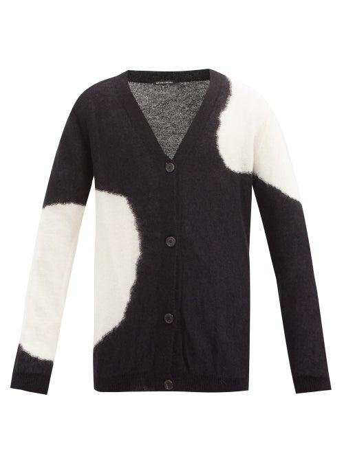 Matchesfashion.com Ann Demeulemeester - Cloud-intarsia Mohair-blend Cardigan - Mens - Black White