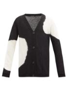 Matchesfashion.com Ann Demeulemeester - Cloud-intarsia Mohair-blend Cardigan - Mens - Black White