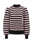 Matchesfashion.com Ganni - Striped Blouson-sleeve Sweater - Womens - Black Pink