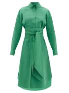 Matchesfashion.com Alexandre Vauthier - Belted Cotton-blend Poplin Shirt Dress - Womens - Green