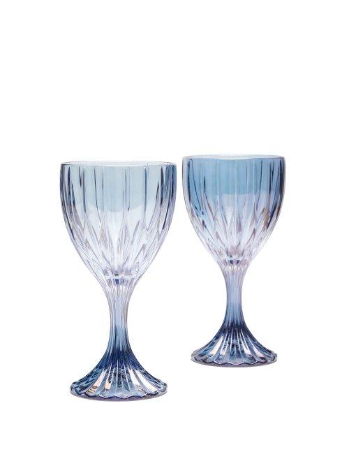 Matchesfashion.com Luisa Beccaria - Prestige Set Of Two Wine Glasses - Blue