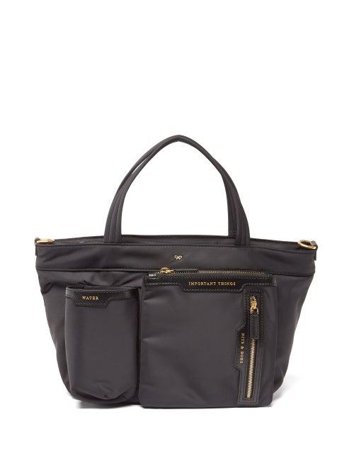 Ladies Bags Anya Hindmarch - Labelled Mini Recycled-shell Tote Bag - Womens - Black