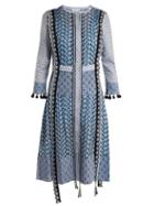 Matchesfashion.com Altuzarra - Grenelle Broderie Anglaise Patchwork Cotton Dress - Womens - Blue Print
