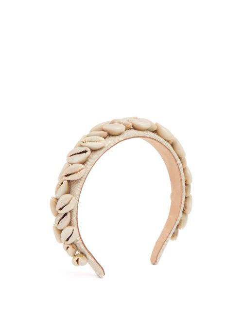 Matchesfashion.com Loewe Paula's Ibiza - Cowry-shell Straw Headband - Womens - Beige