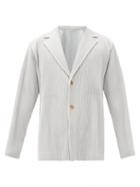 Matchesfashion.com Homme Pliss Issey Miyake - Single-breasted Pleated-jersey Jacket - Mens - Light Grey