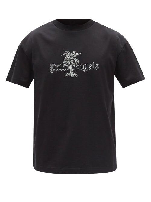 Palm Angels - Sunset Palms-print Cotton-jersey T-shirt - Mens - Black White