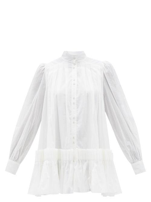 Aje - Pavillion Pleated-cotton Mini Shirt Dress - Womens - White