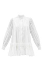 Aje - Pavillion Pleated-cotton Mini Shirt Dress - Womens - White