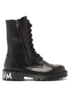 Matchesfashion.com Vetements - Dominium In Rectum Print Leather Boots - Mens - Black