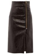 Matchesfashion.com Hillier Bartley - Zipped Cracked Vinyl Pencil Skirt - Womens - Black