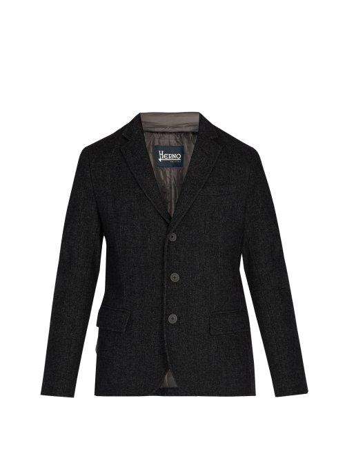 Matchesfashion.com Herno - Single Breasted Wool Blend Jacket - Mens - Grey