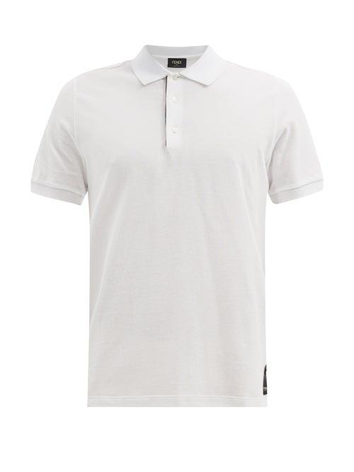 Matchesfashion.com Fendi - Ff-placket Cotton Piqu Polo Shirt - Mens - White