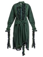 Matchesfashion.com Loewe - Pompom Trimmed Poplin Shirtdress - Womens - Green