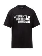 Vetements - Limited Edition Logo-print Cotton-jersey T-shirt - Mens - Black White