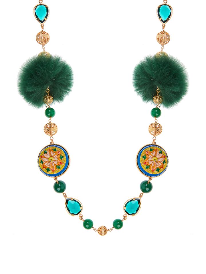 Dolce & Gabbana Daisy Fur And Crystal-embellished Necklace