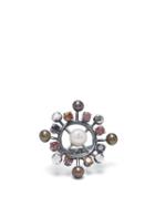 Matchesfashion.com Bottega Veneta - Pearl And Crystal Embellished Ring - Womens - Multi