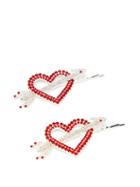 Matchesfashion.com Art School - Heart & Arrow Crystal-embellished Hair Slides - Womens - Red Multi