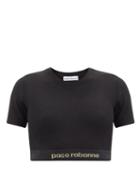 Matchesfashion.com Paco Rabanne - Logo-hem Jersey Cropped Top - Womens - Black Multi