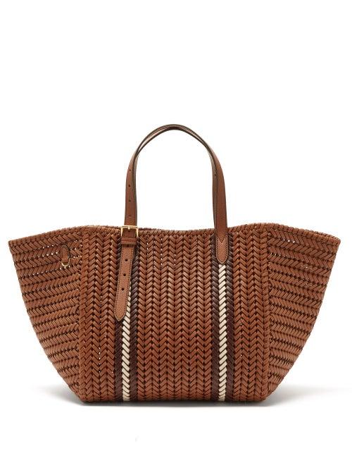 Anya Hindmarch - Neeson Striped Woven-leather Bag - Womens - Tan