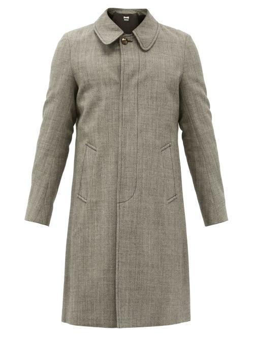 Matchesfashion.com Stefan Cooke - Single-breasted Herringbone-wool Tweed Coat - Mens - Grey