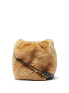 Jil Sander - Drawstring Mini Shearling Cross-body Bag - Womens - Brown