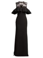 Matchesfashion.com Alexander Mcqueen - Floral Lace And Crepe Gown - Womens - Black