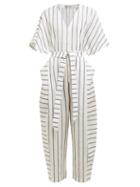 Matchesfashion.com Palmer//harding - Dana Striped Cotton Blend Jumpsuit - Womens - Navy Stripe