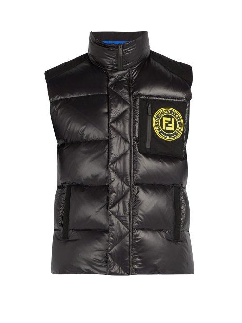 Matchesfashion.com Fendi - Logo Patch Quilted Gilet - Mens - Black Multi