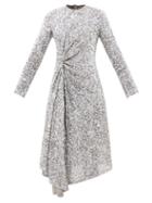 Ashish - Twist Sequinned Midi Dress - Womens - Silver